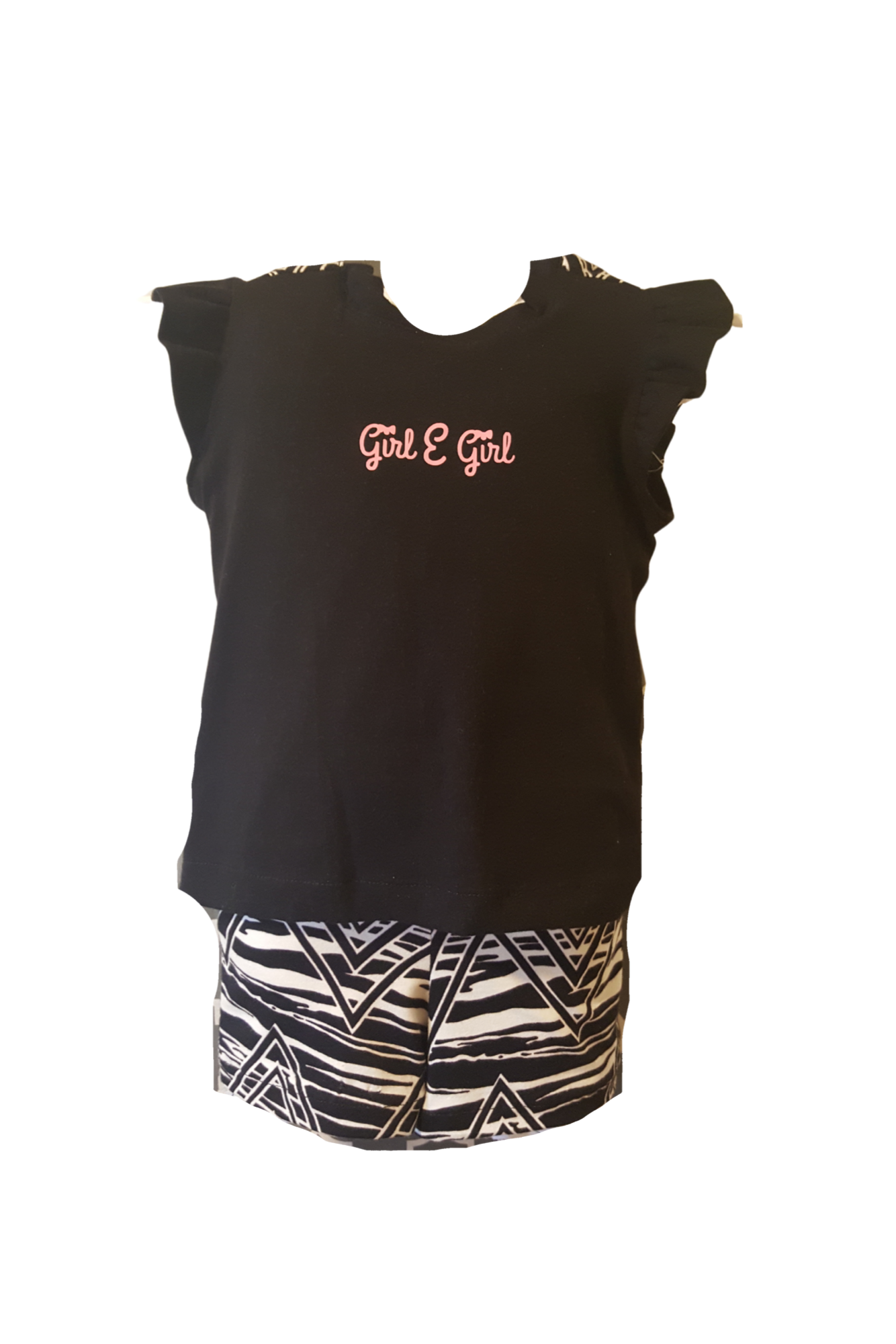 BLACK & WHITE SPANDAX SHORT SET