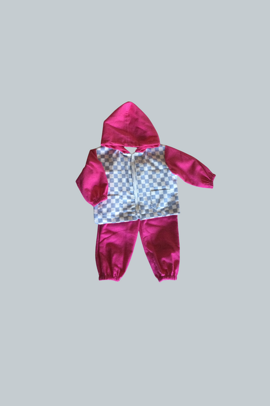 Flannel Hooded Jacket Set