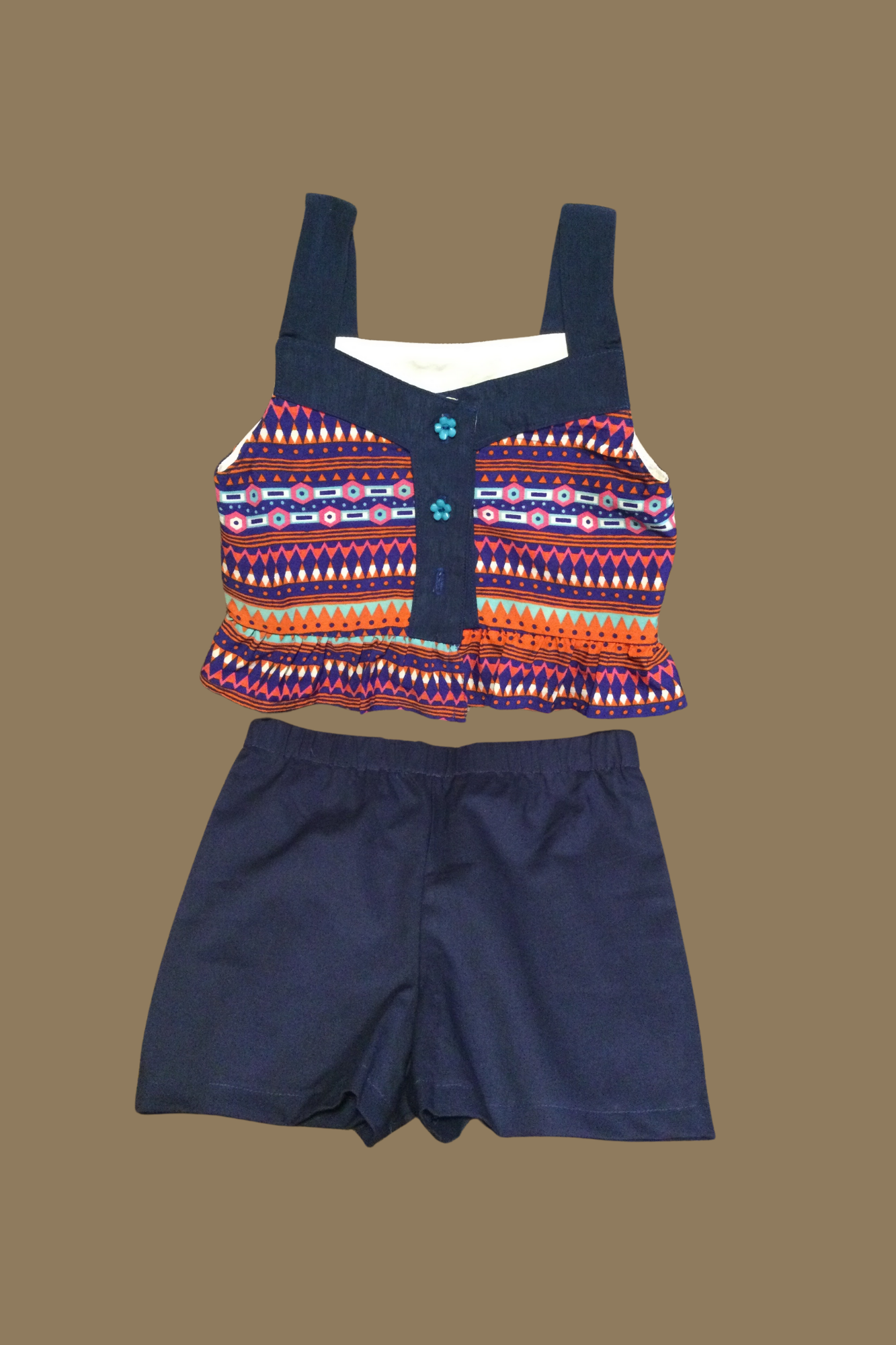 BUTTON FRONT TOP AND SHORTS SET