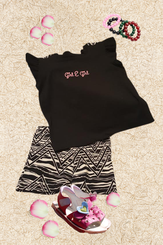 BLACK & WHITE SPANDAX SHORT SET