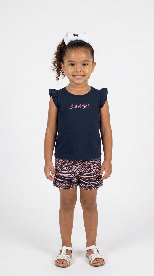 BLACK & WHITE SPANDAX SHORT SET