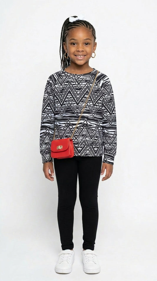BLACK & WHITE PULLOVER LEGGINGS SET