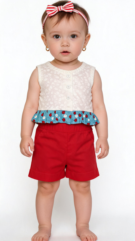 Top ladybug and shorts set
