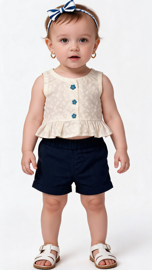 BLUE AND WHITE SHORT SET