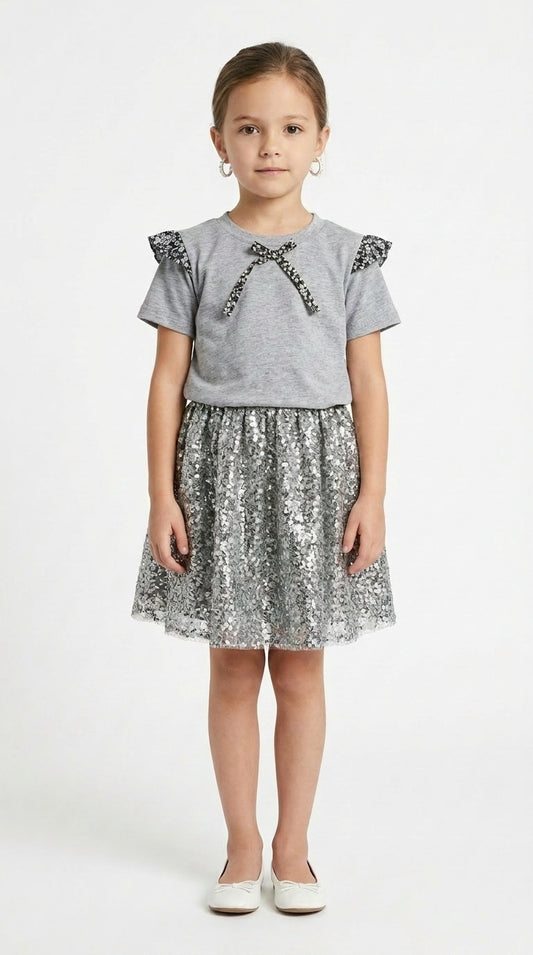 MESH OVERLAY SKIRT SET